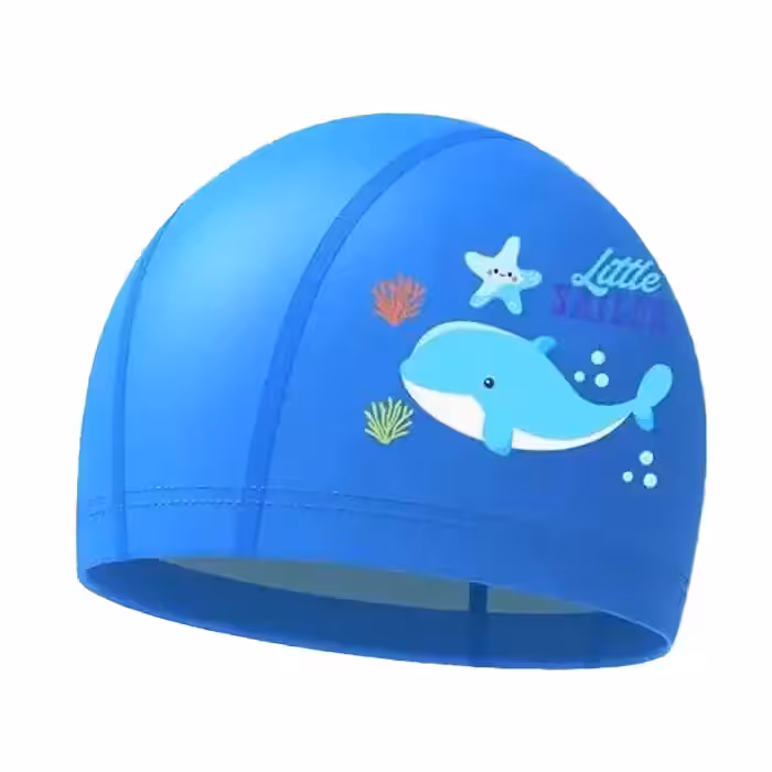 کلاه شنا بچگانه آبی طرح نهنگ