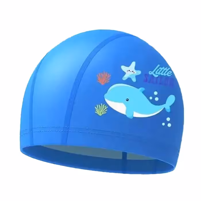 کلاه شنا بچگانه آبی طرح نهنگ