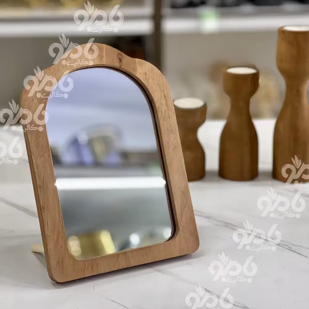 آینه رومیزی چوبی پلای وود بالا گرد