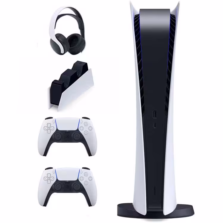 پلی استیشن 5 دیجیتال به همراه دسته اضافی و پایه شارژر و هدست