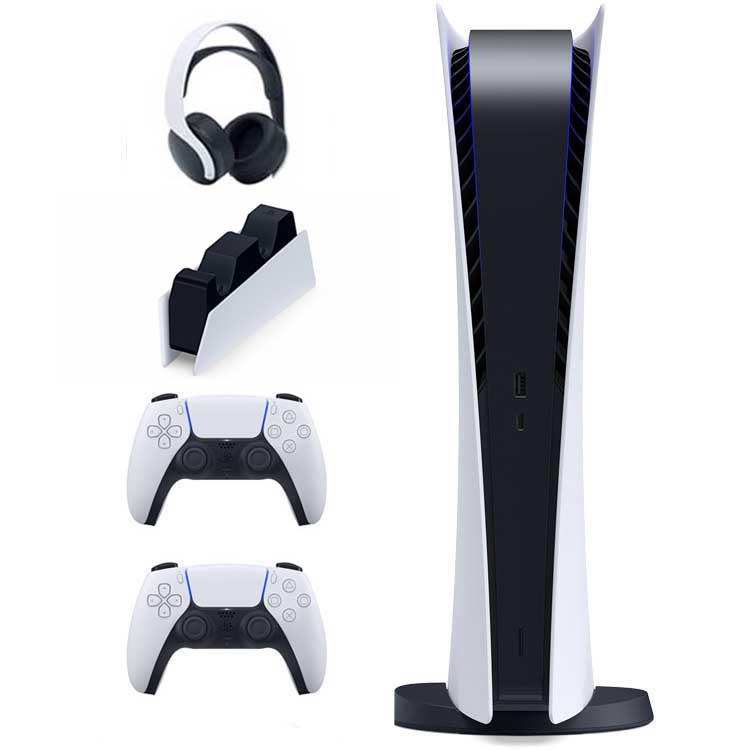 پلی استیشن 5 دیجیتال به همراه دسته اضافی و پایه شارژر و هدست