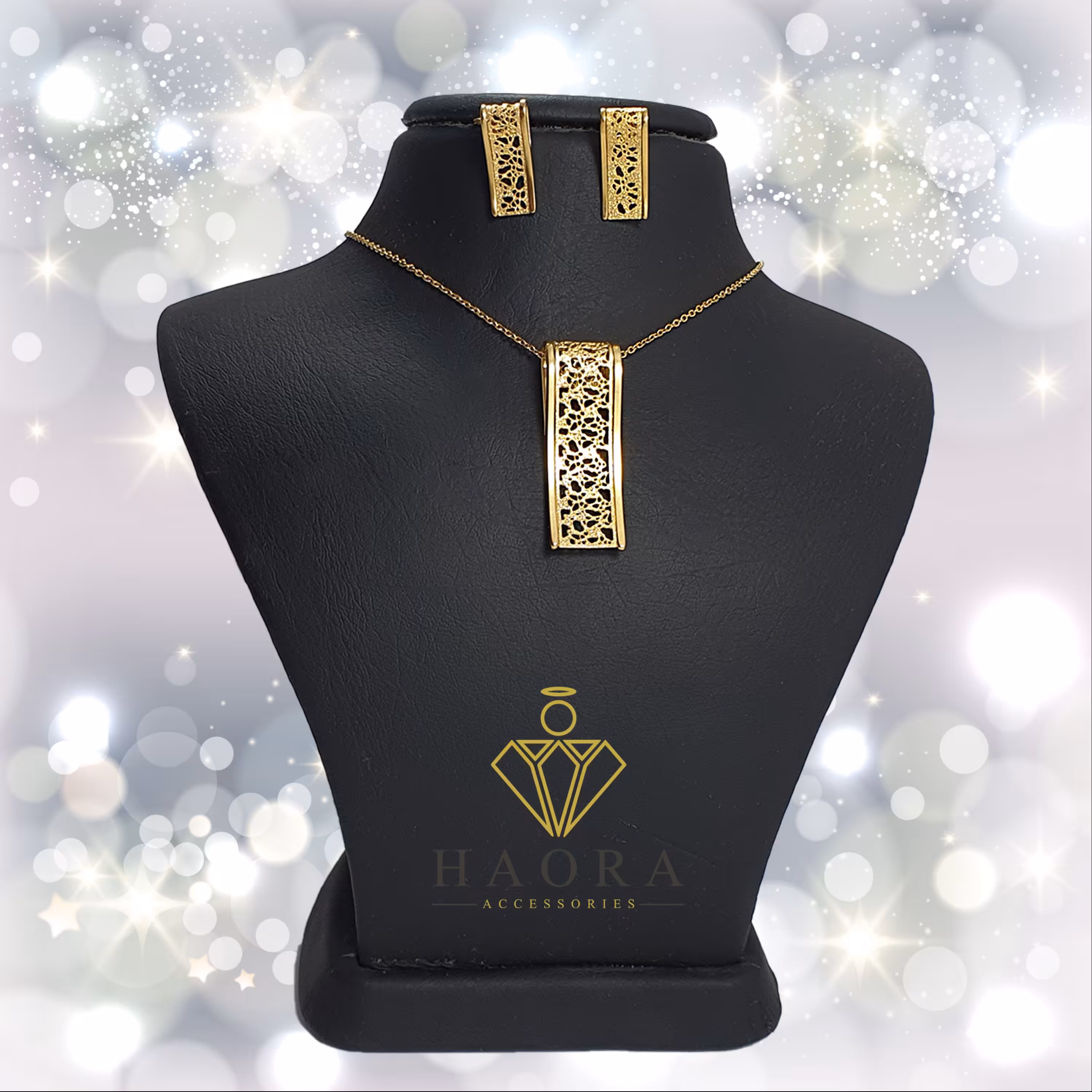 نیم ست پلاک طلا طلایی