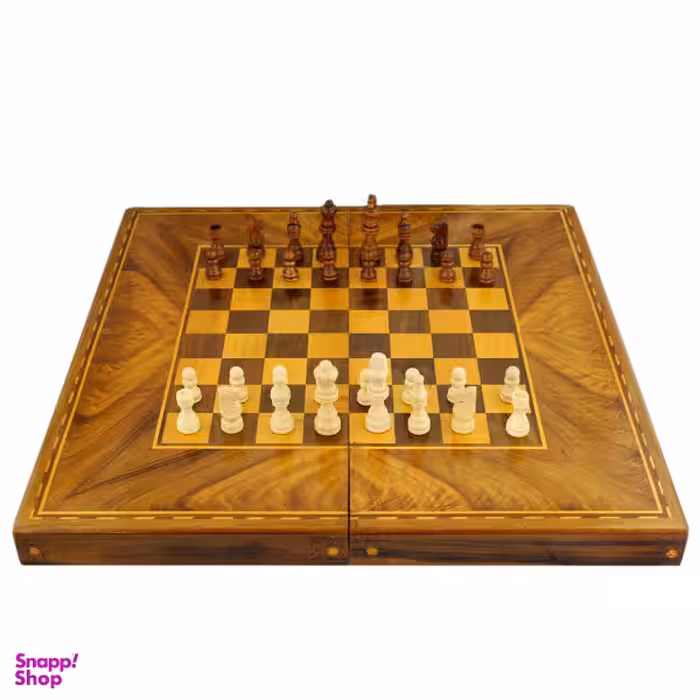 شطرنج اوستا طرح معرق مدل چوب گردو جنگلی سایز 50 سانتی متر