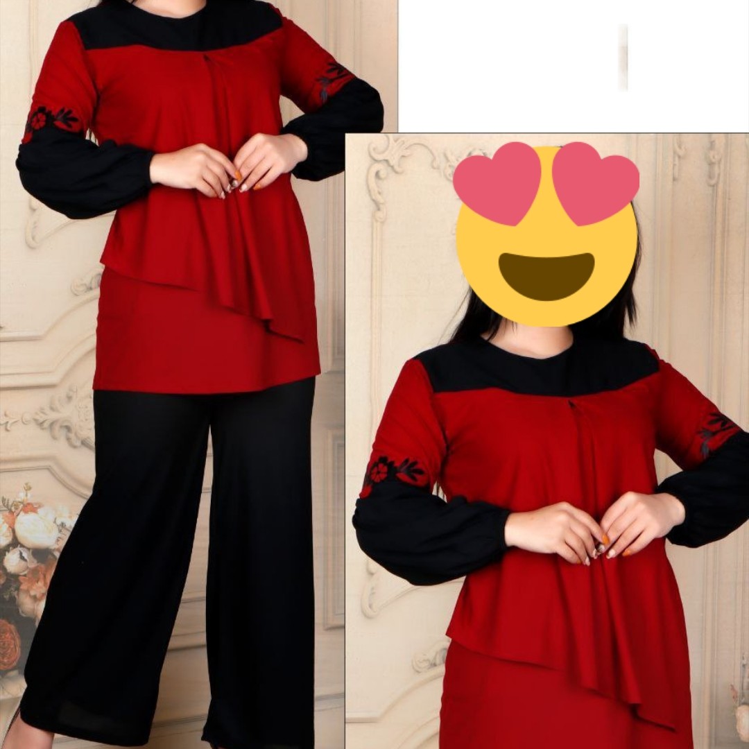 تونیک و شلوار مجلسی زنانه کرپ اعلا شومیز و شلوار زنانه بلوز و شلوار