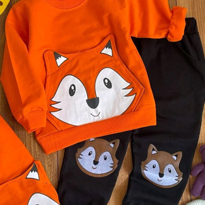 بلوز شلوار اسپرت طرح روباه مناسب 2 تا 9 سال
