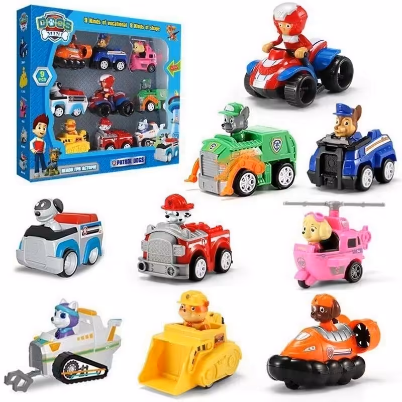 فیگور 9 عددی سگهای نگهبان پاوپاترول paw patrol با ماشین عقب کش کد M99C