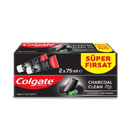 خمیردندان دو قلوی نعنا و ذغالی کلگیتCOLGATE طراوت بخش و پاک کنندگی قوی دندان