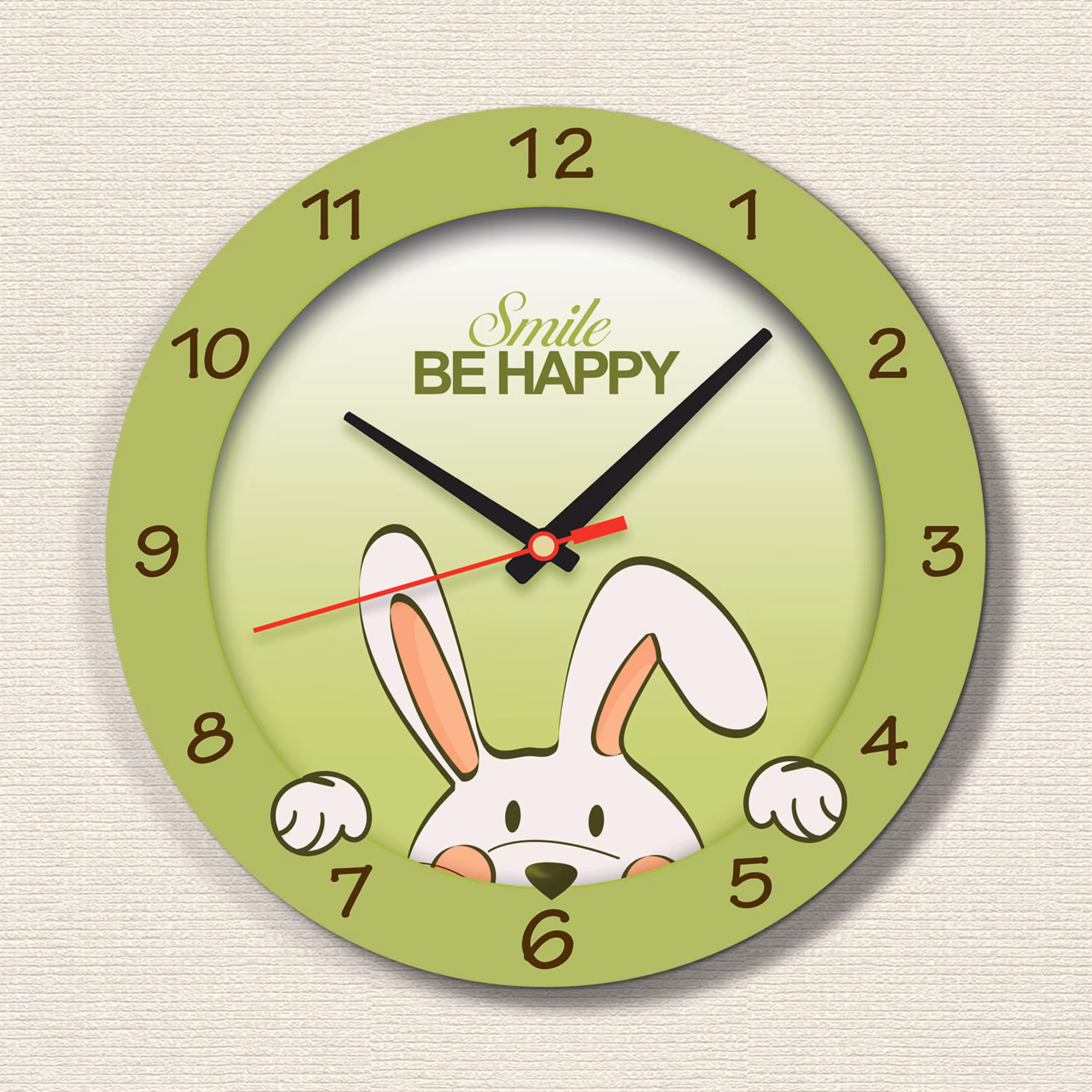 ساعت دیواری فانتزی اتاق کودک مدل خرگوش خجالتی مان لیزر