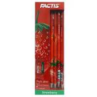 پک چهار عددی مداد و پاک کن طرح توت فرنگی مارک factis