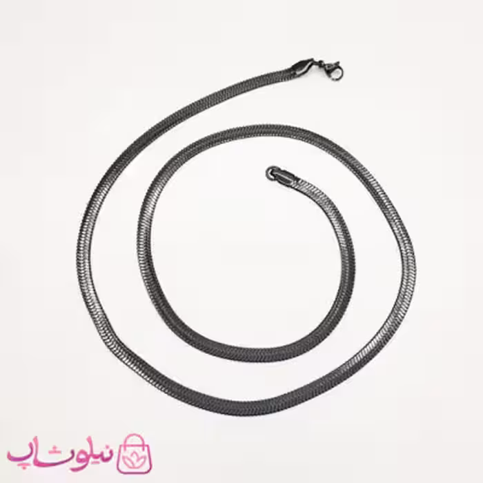 زنجیر مردانه هرینگبون مدل مشکی استیل 60 سانت 5 میل کد 180