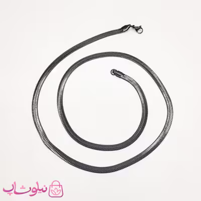 زنجیر مردانه هرینگبون مدل مشکی استیل 60 سانت 5 میل کد 180