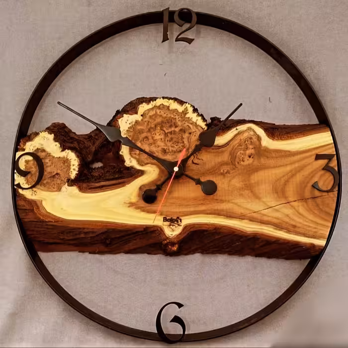 ساعت دیواری چوبی روستیک مدل SR107 چوب سنجد سایز 50 