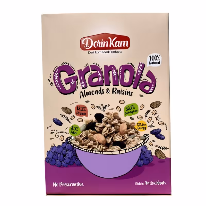 گرانولا بادام و مویز محصولات غذایی درین کام - 300 گرم