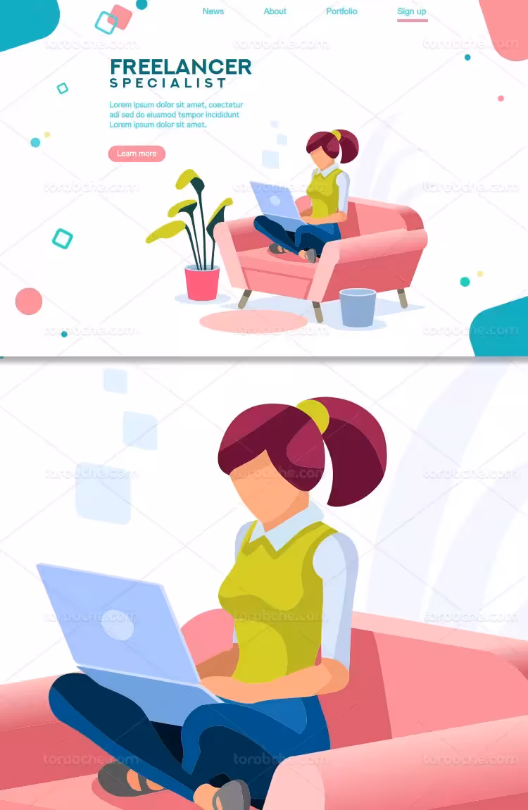 وکتور اسلایدر سایت خلاقانه | گرافیک با طعم تربچه