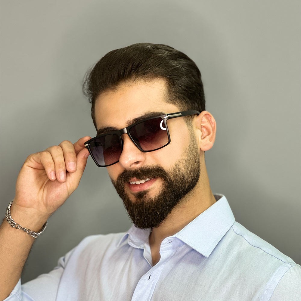 ارسال رایگان عینک آفتابی مردانه مشکی ری بن مستطیلی یووی400