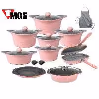 سرویس قابلمه 20 پارچه گرانیتی برند MGS مدل کره ای 2016 صورتی 