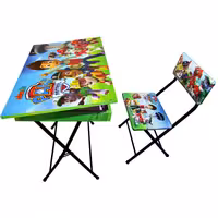 میز تحریر باکسدار همراه صندلی تاشوکمجا  با قاب مدل سگ های نگهبان