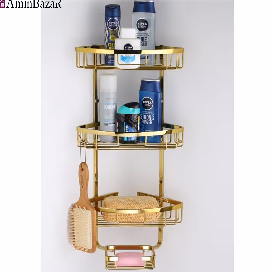 کنجی حمام سه طبقه آلومینیوم ضد زنگ