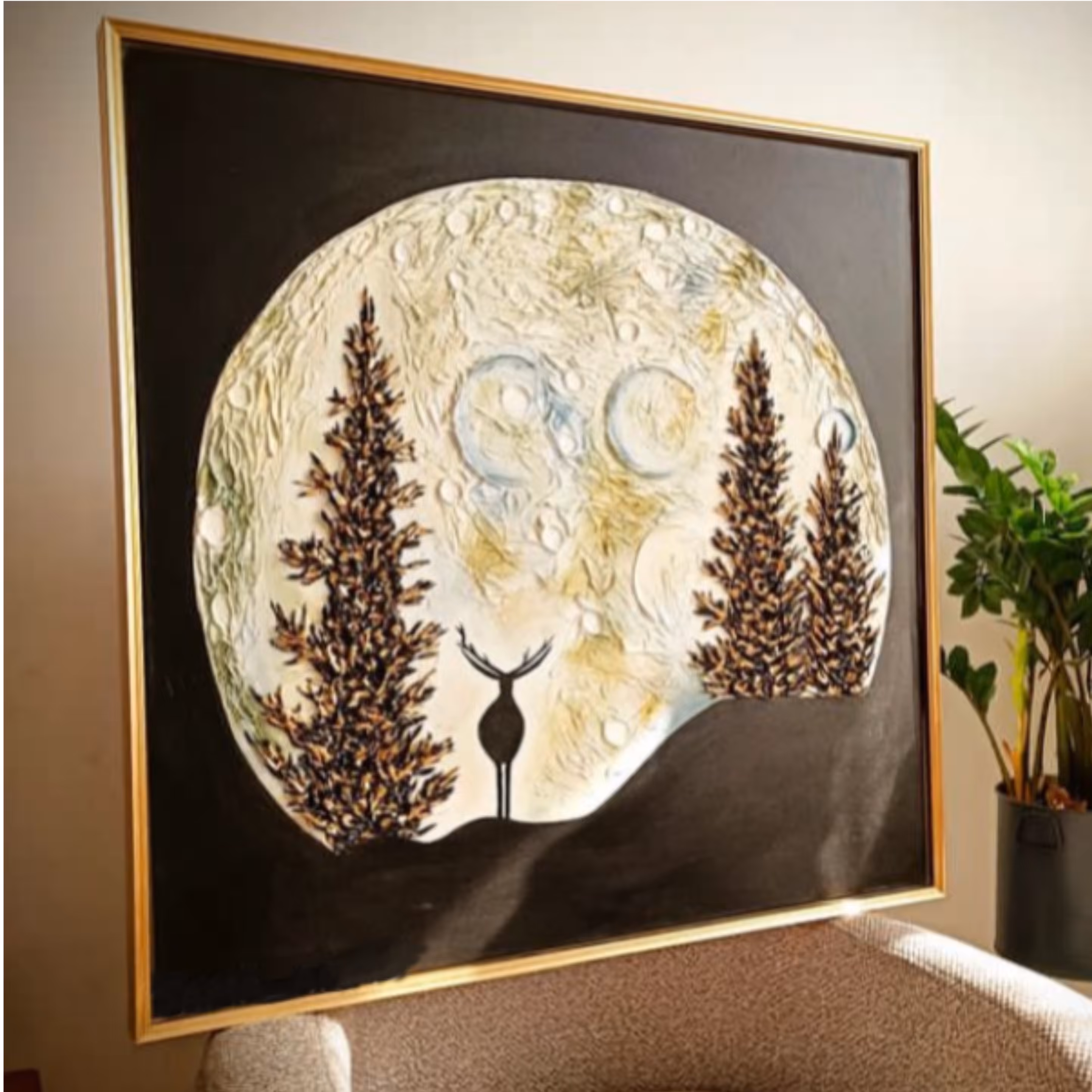 تابلو دکوراتیو ماه ابعاد 70در 70 برجسته 