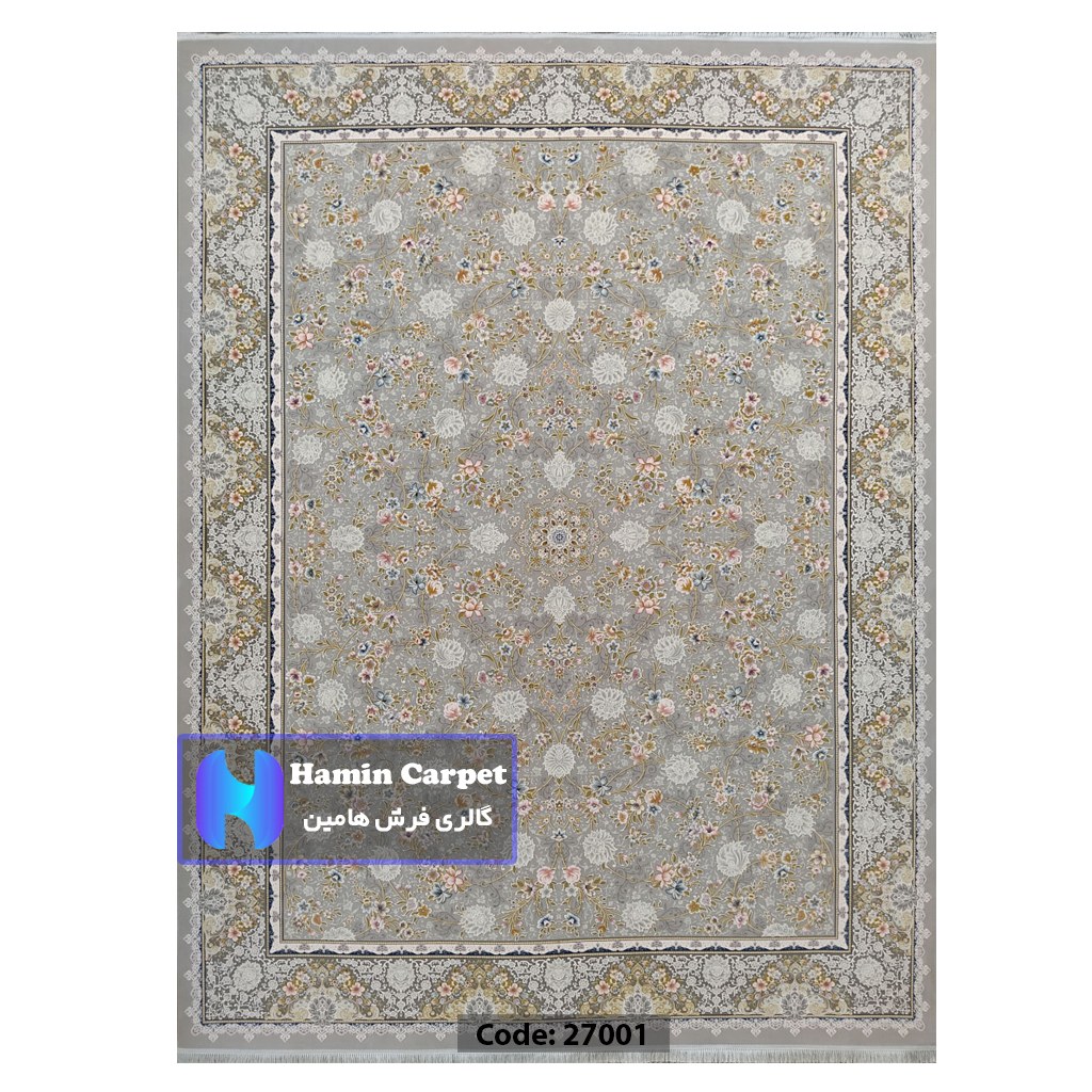 فرش 4 متری 1200 شانه تراکم 3600 نخ اکلریک گل برجسته کد AR27001
