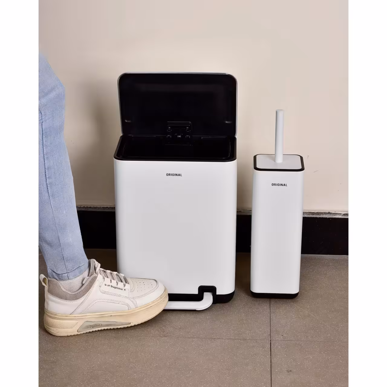 ست سطل زباله و فرچه Original سفید کد 205