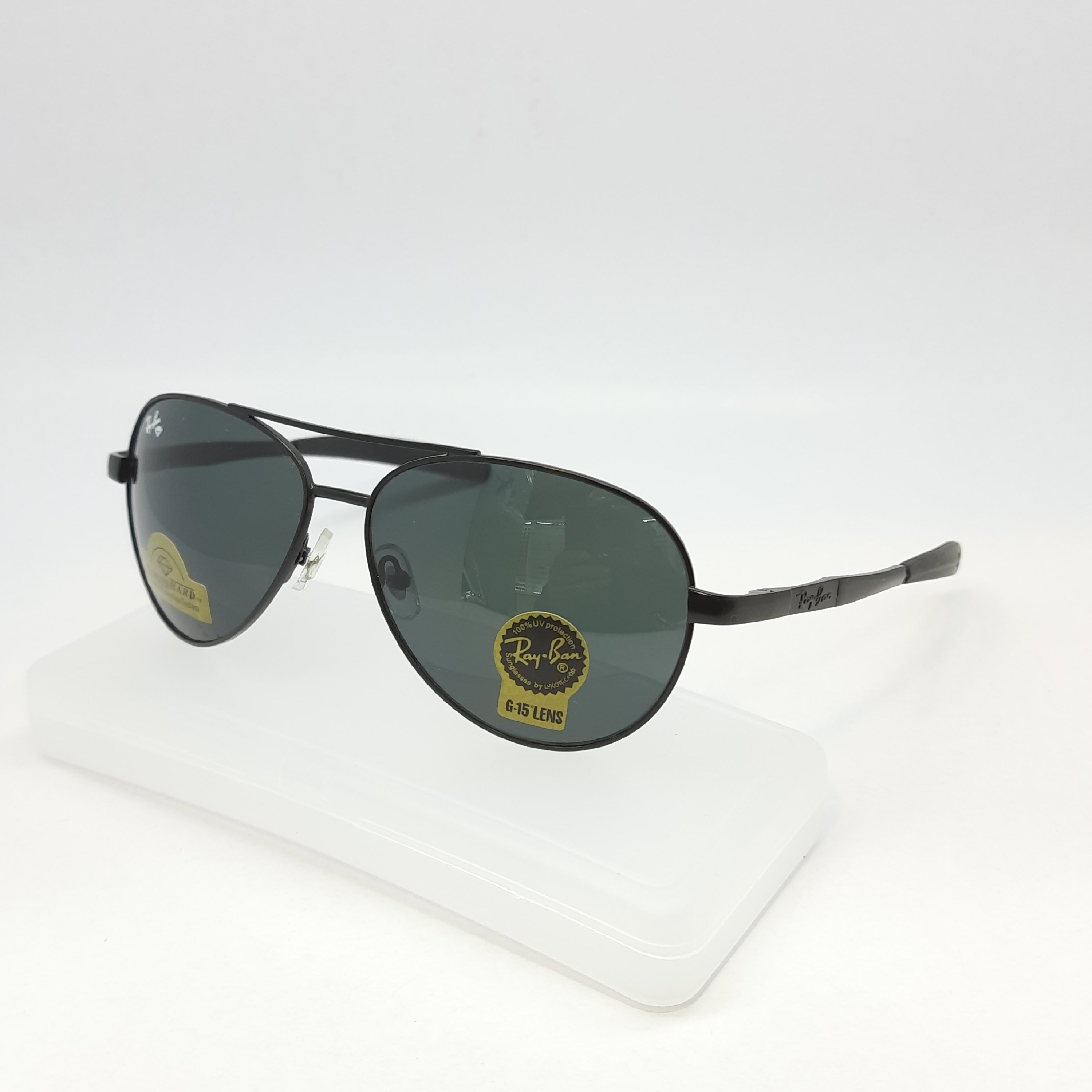 عینک آفتابی rayban جنسیت فریم تمام قاب فلزی دسته فنری جنسیت عدسی شیشه uy400 داخل آنتی رفلکس