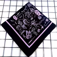 باندانا طرح گنگ پارچه مشکی نخ پنبه