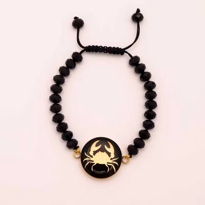 دستبند روکش طلا طرح ماه تیر مشکی