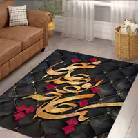 فرشینه سه بعدی مدل نقاشیخط طلایی با زمینه مشکی BAs-2546