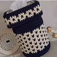 ست جا دستمال کاغدی و سطل زباله تریکویی کد04