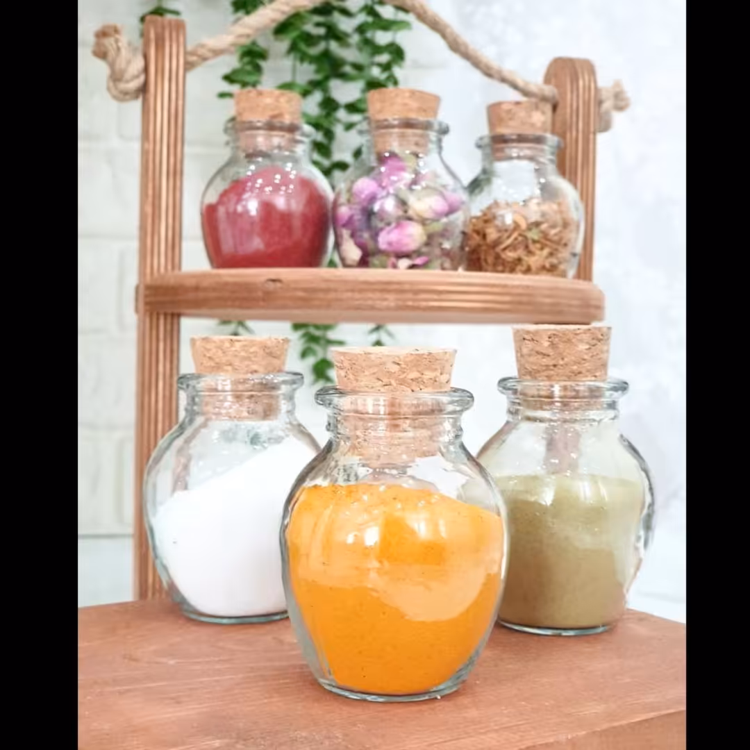 ظرف ادویه طرح خمره ای با درب چوب پنبه