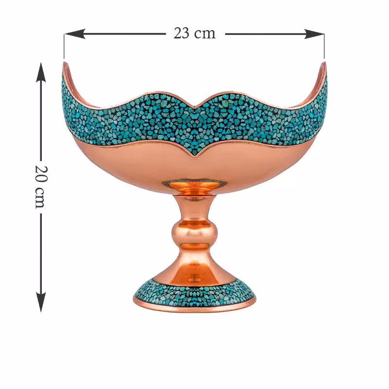 کشکول فیروزه کوبی 20 سانتی شکلات خوری یا آجیل خوری صنایع دستی سایروس 