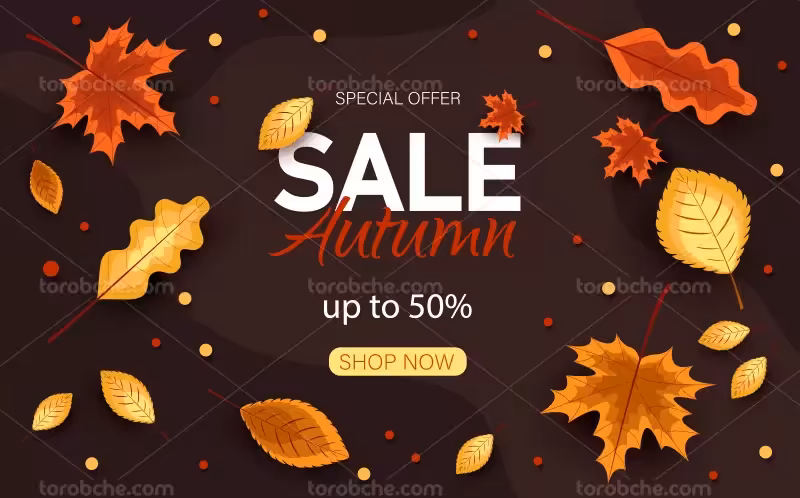 وکتور بنر فروش با برگ های پاییزه | گرافیک با طعم تربچه