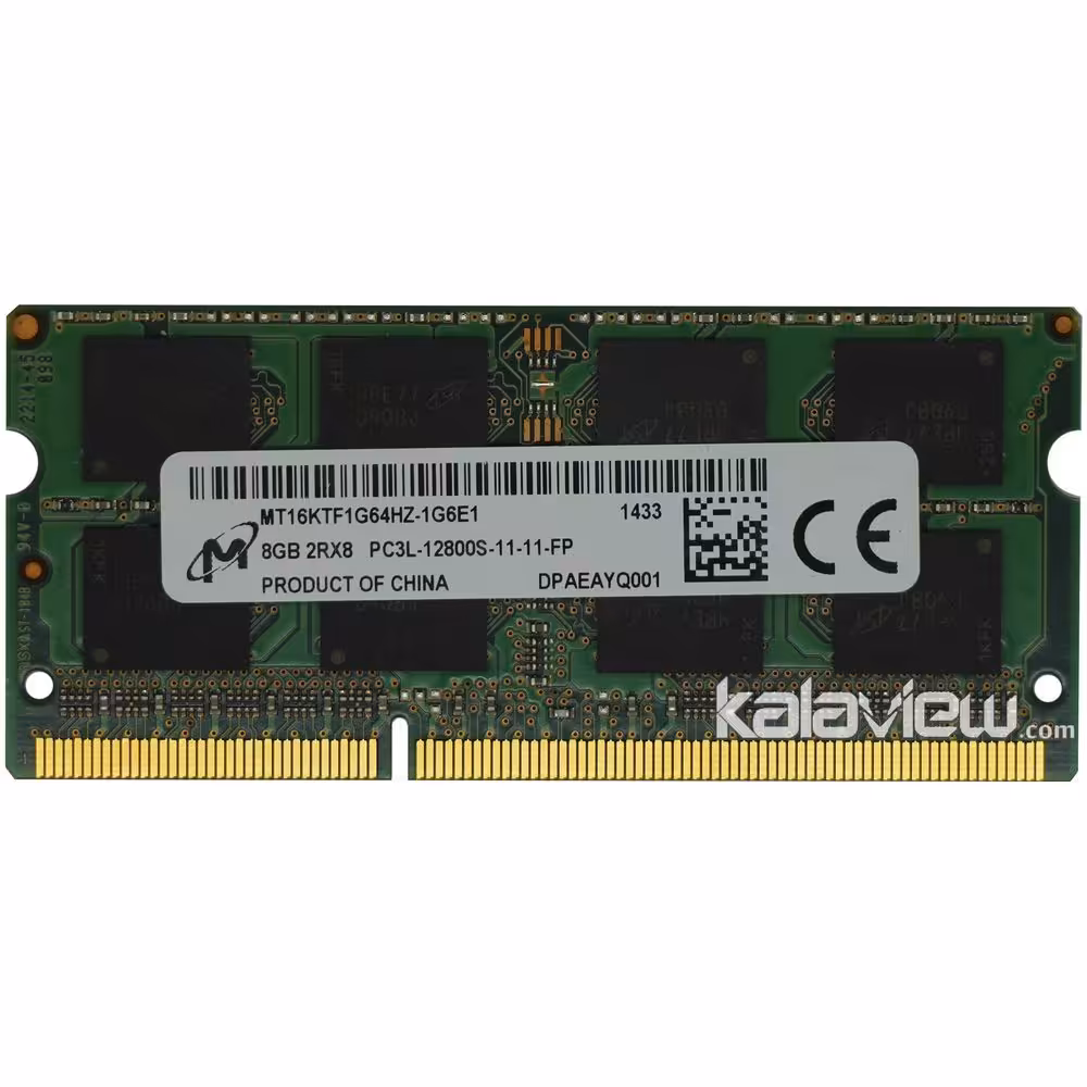 رم لپ تاپ میکرون 8GB مدل DDR3L باس 1600MHZ-12800 چین MT16KTF1G64HZ-1G6E1 433 تایمینگ CL11