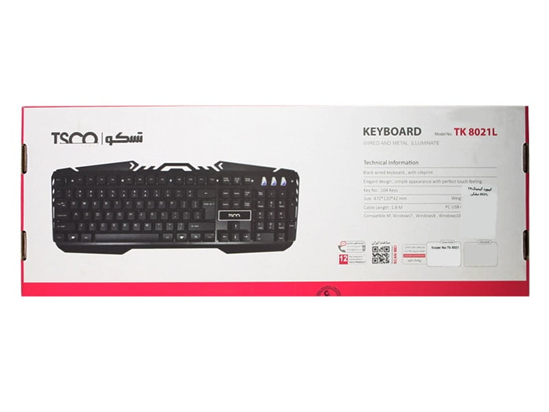 قیمت و خرید کیبورد RGB تسکو مدل TK 8021L با حروف فارسی - آی تی کاشفی