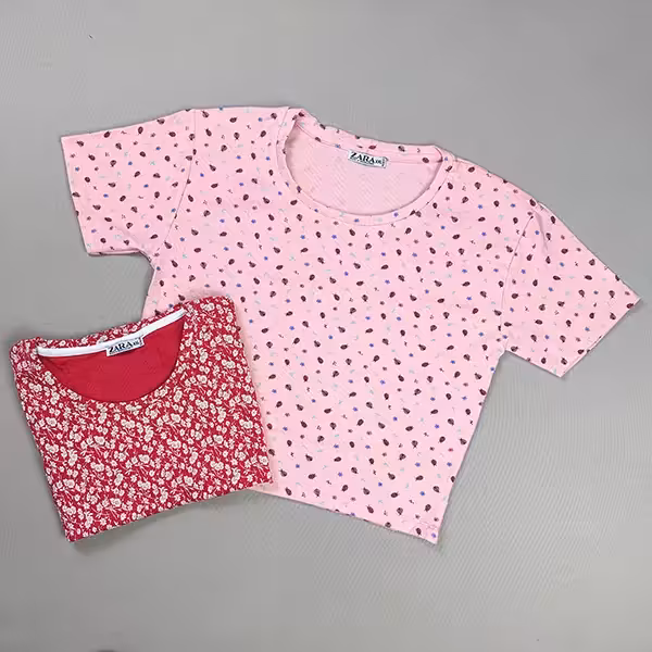 کراپ یقه گرد طرح ZARA