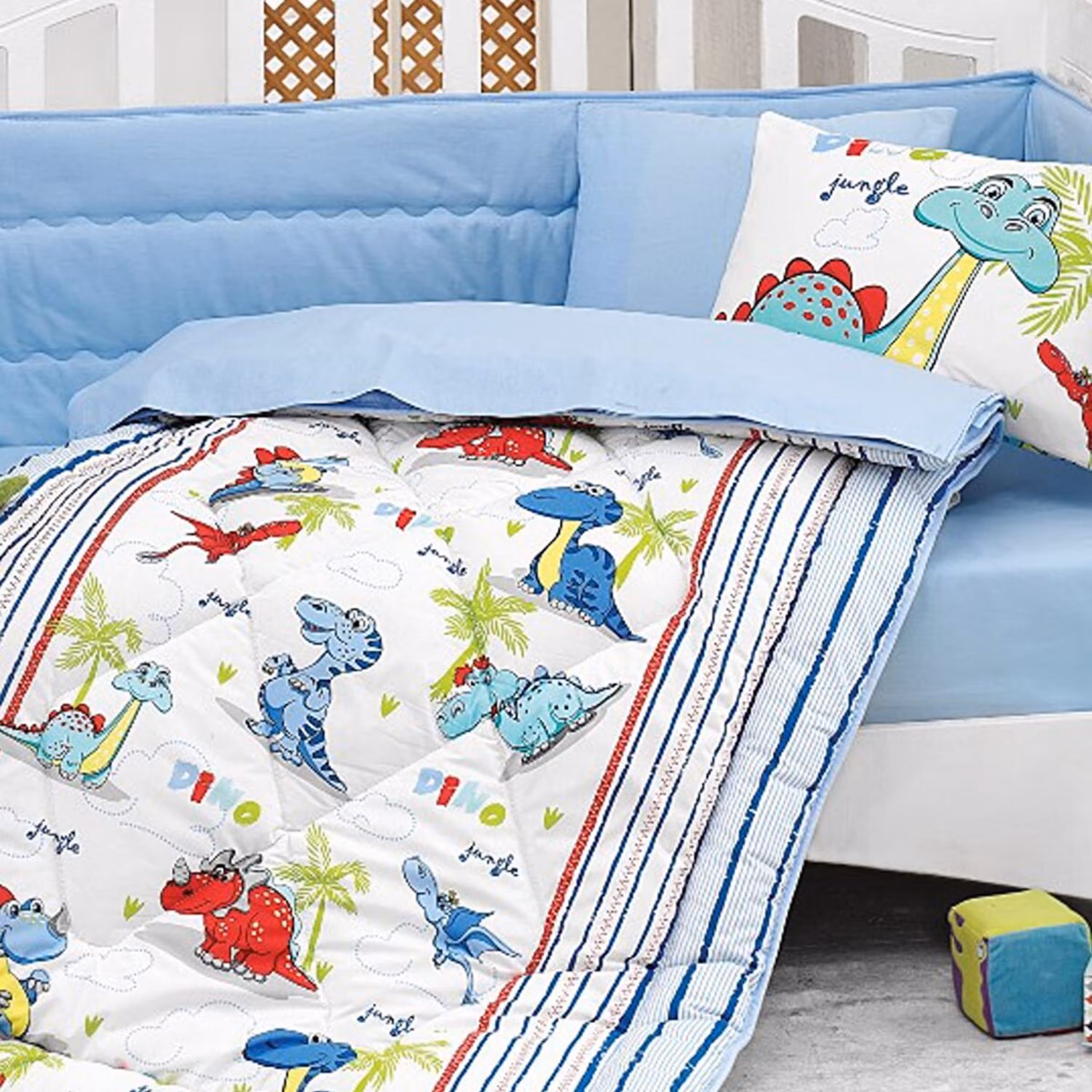 ست لحاف نوزادی کاتن باکس مدل Baby Dino Mavi  شش تکه