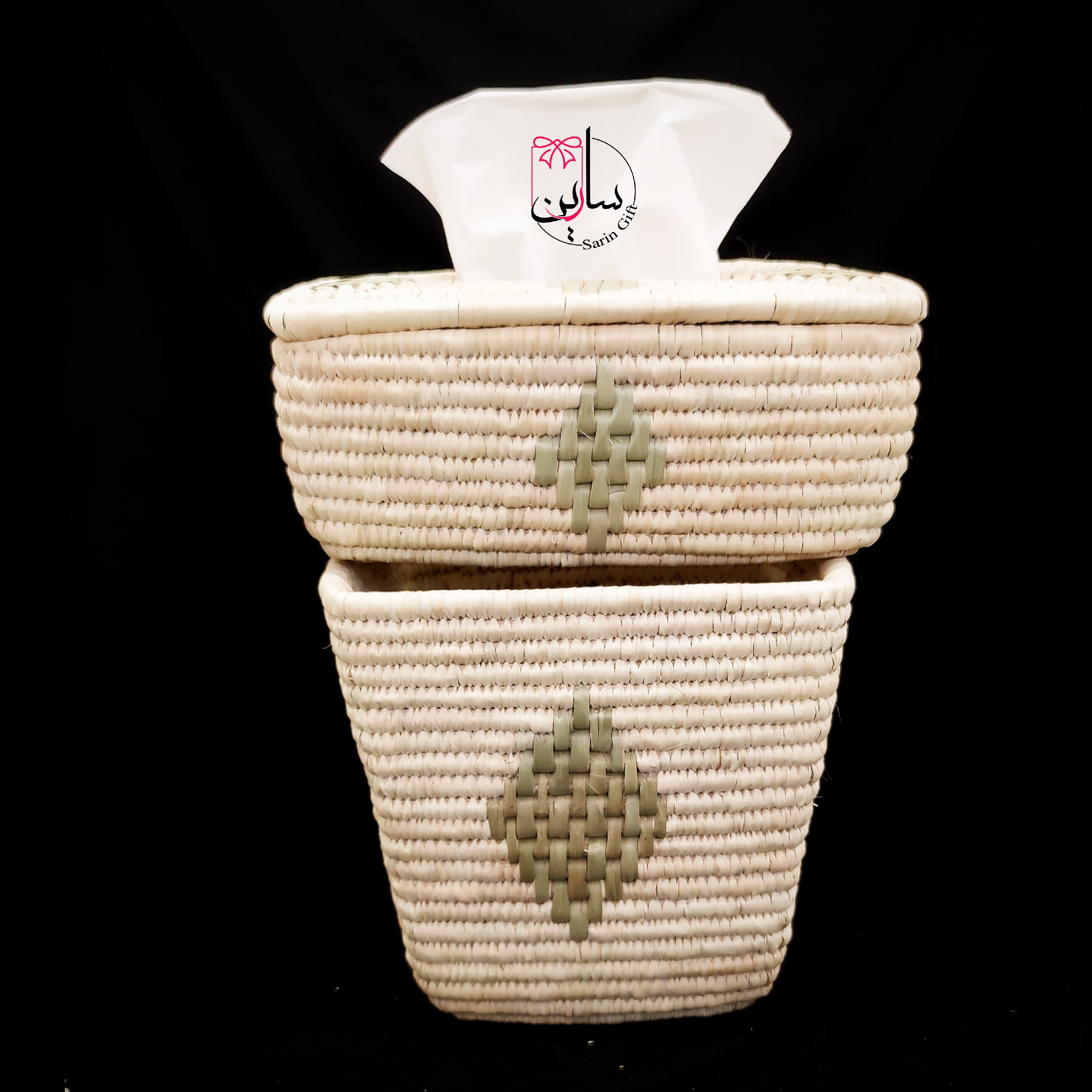 سطل و جا دستمال کاغذی حصیری