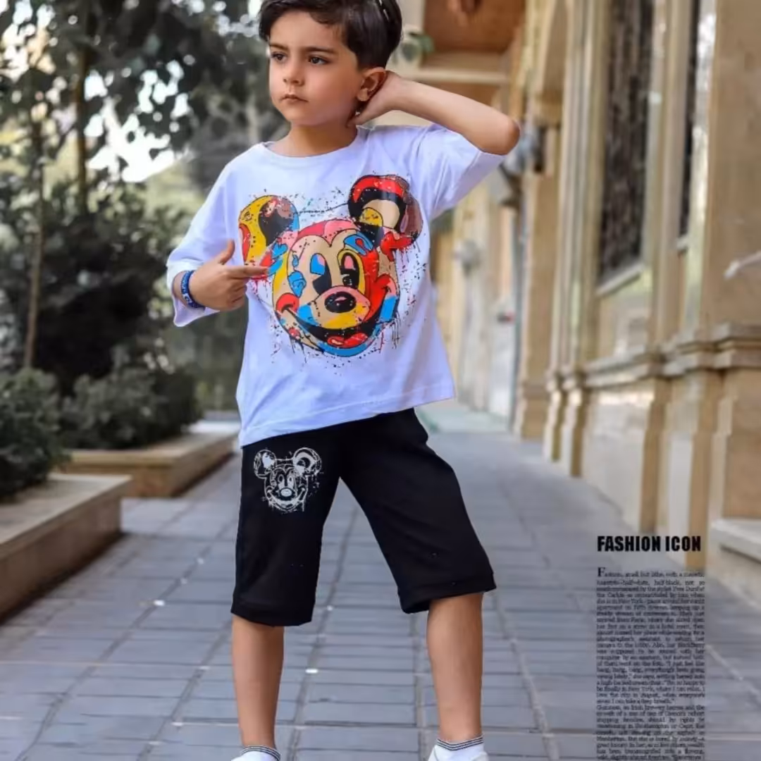 تیشرت لش و شلوارک مشکی اسپرت هم دخترونه و هم پسرونه تک رنگ