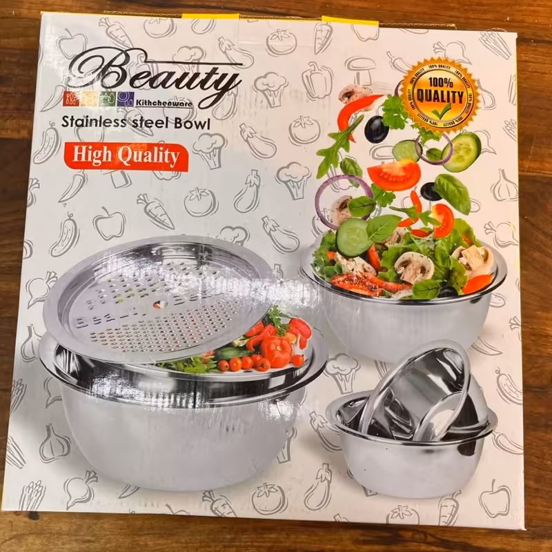 لگن استیل ضخیم با رنده 6 پارچه 