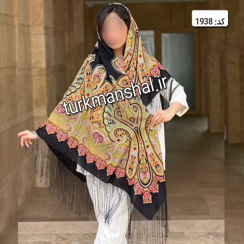 روسری ترکمن ابریشمی (ایتالیایی) کد 1938