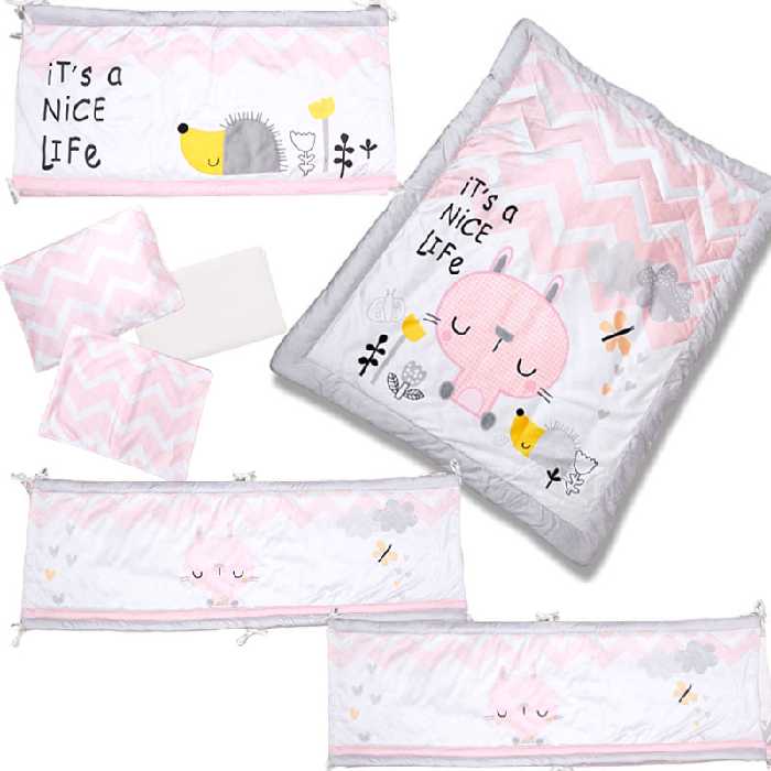 سرویس روتختی نوزاد دخترانه 7 تکه طرح خرگوش پلی گرو Playgro