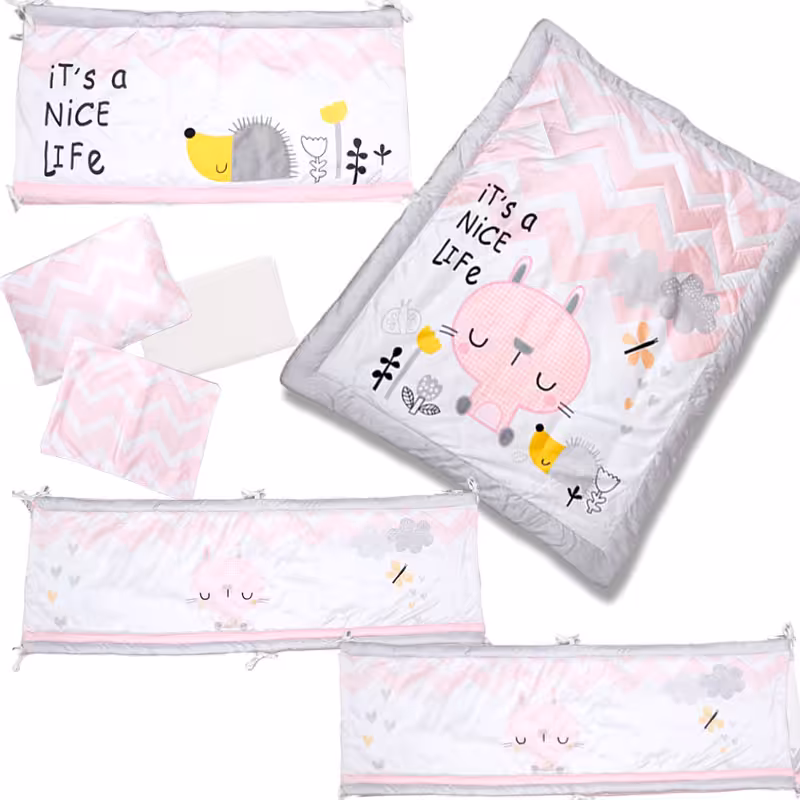 سرویس روتختی نوزاد دخترانه 7 تکه طرح خرگوش پلی گرو Playgro