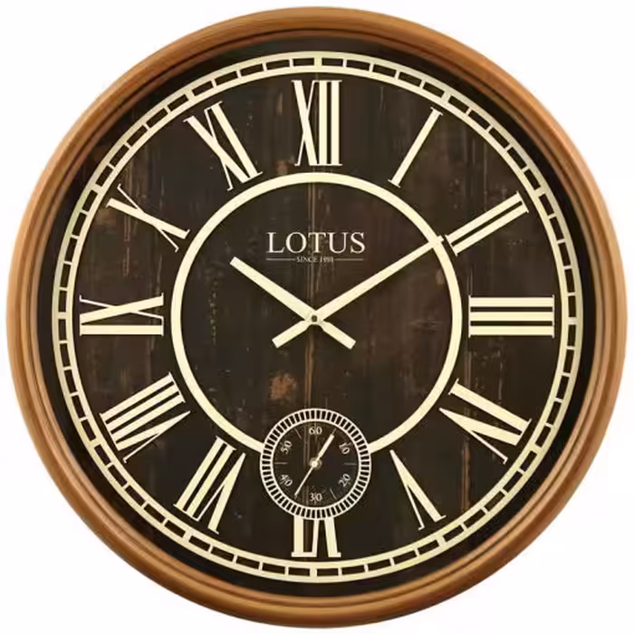 ساعت دیواری چوبی مدل JOHNSON کد WAL-484 رنگ کرم و قهوه ای گردویی