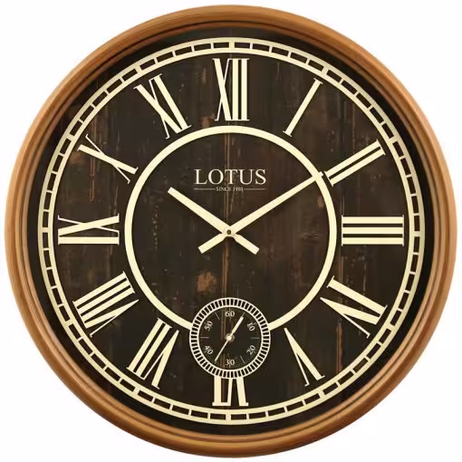 ساعت دیواری چوبی مدل JOHNSON کد WAL-484 رنگ کرم و قهوه ای گردویی