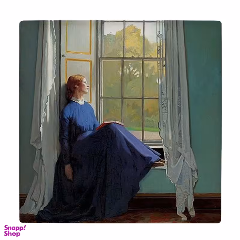 زیر لیوانی طرح نقاشی بانو پشت پنجره کد 5862937_4387