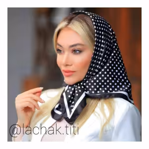 مینی اسکارف خالخالی مشکی(روسری قواره کوچیک)