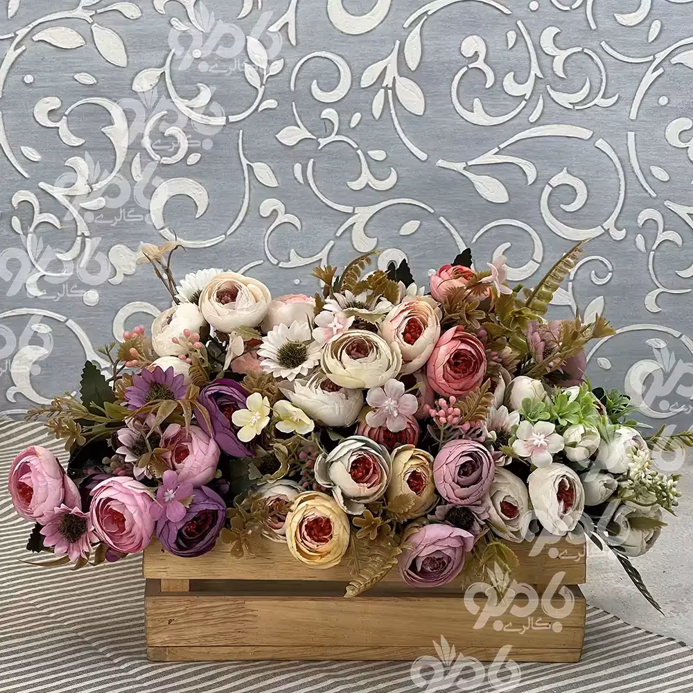 گل مصنوعی بوته ای نسترن مینادار 832