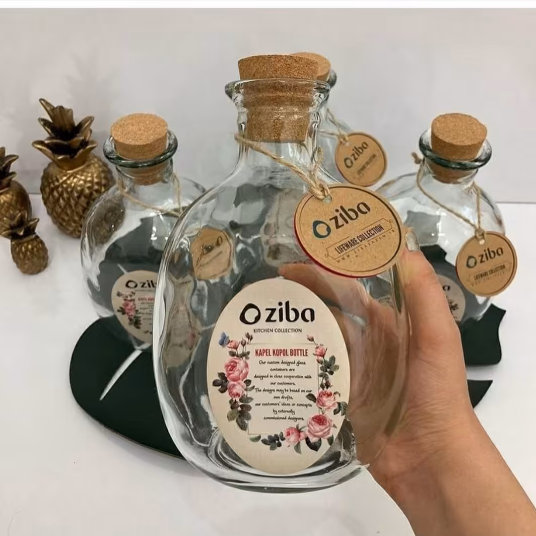 بطری کاپل ، با درب چوب پنبه ، جنس شیشه 