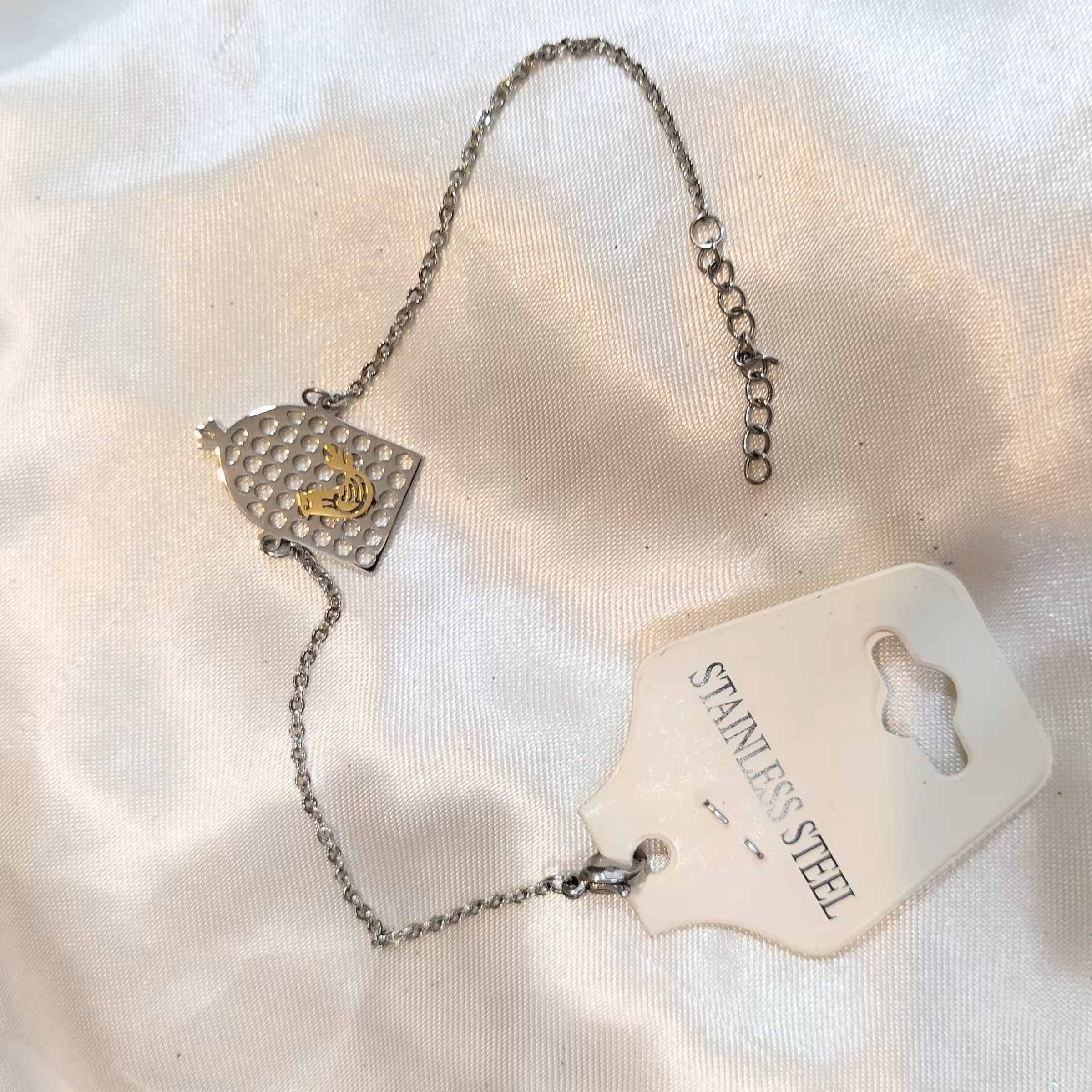 دستبند مرغ آمین دو رنگ استیل رنگ ثابت 